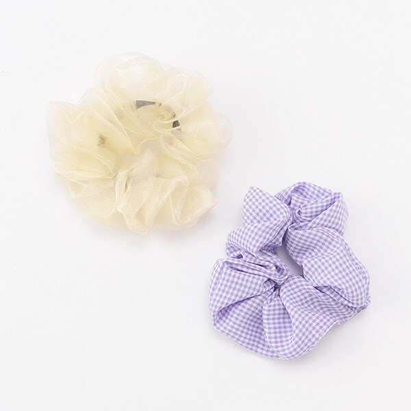 ギンガム×オーガンジーシュシュ2個セット