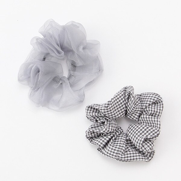 ギンガム×オーガンジーシュシュ2個セット