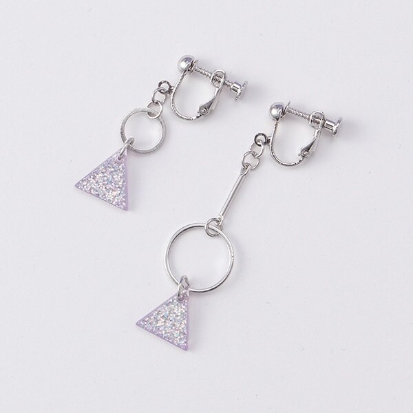 ラメ三角アシンメトリーイヤリング