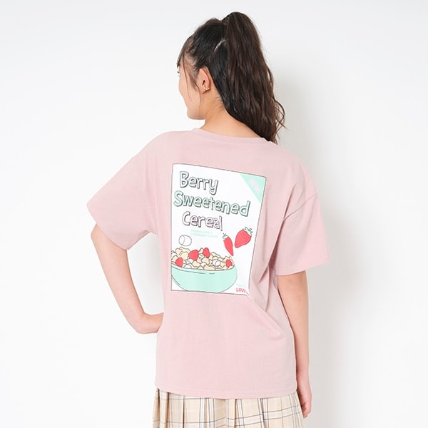 バックパッケージプリント半袖Tシャツ
