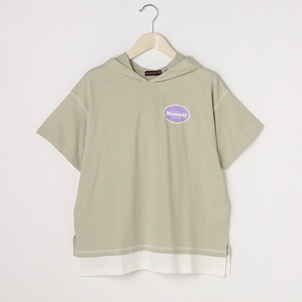 裾レイヤード半袖パーカ