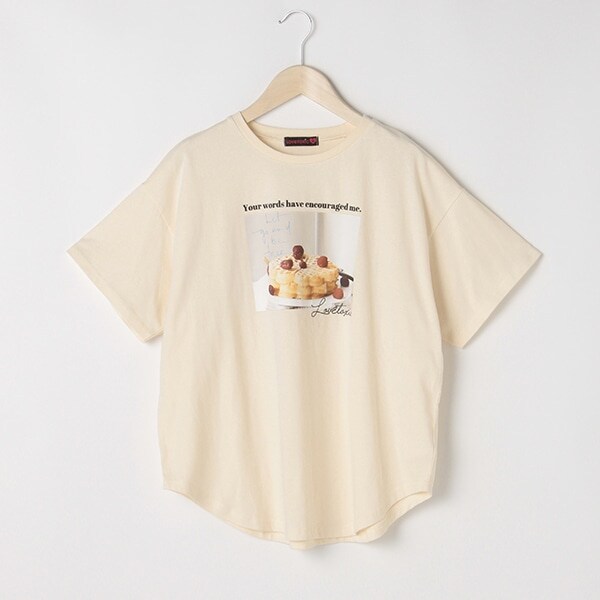カフェフォトプリント半袖Tシャツ