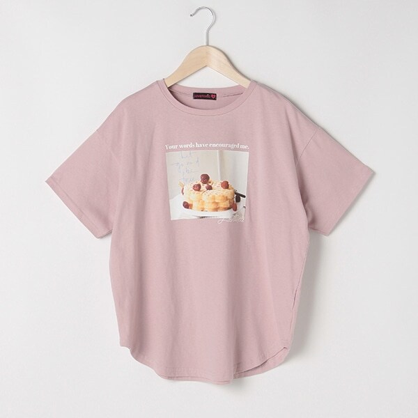 カフェフォトプリント半袖Tシャツ
