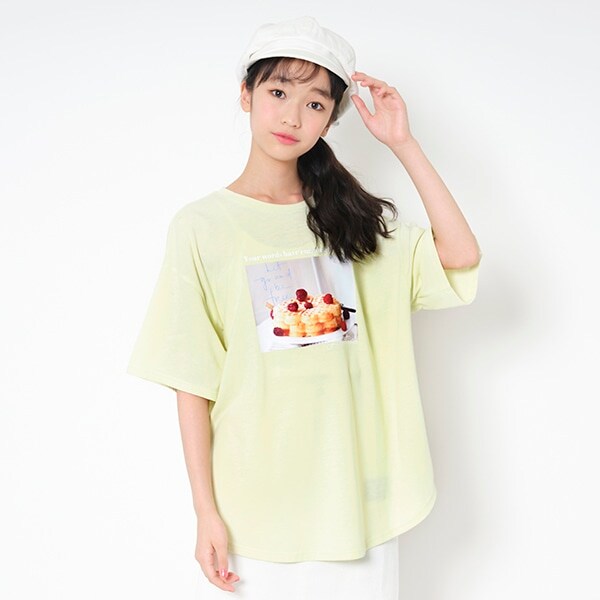 カフェフォトプリント半袖Tシャツ