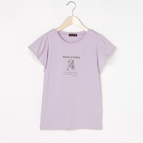 GIRL刺しゅうフリル袖半T