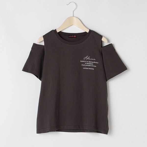 肩開き半袖Tシャツ