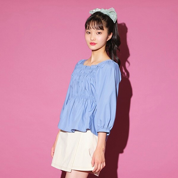 シャーリング7分袖ブラウス