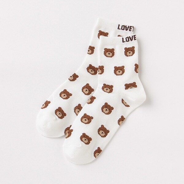 フワフワアニマル柄クルーソックス