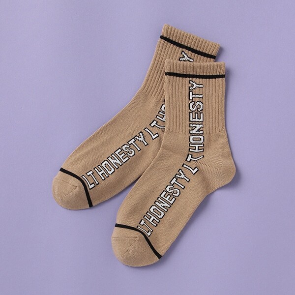 縦ロゴリブクルーソックス