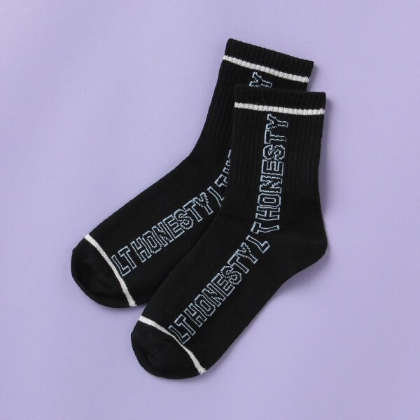 縦ロゴリブクルーソックス