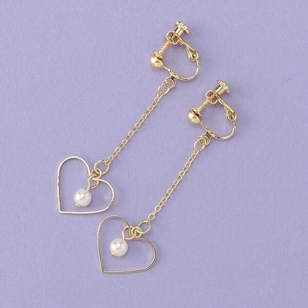 ハートパールイヤリング