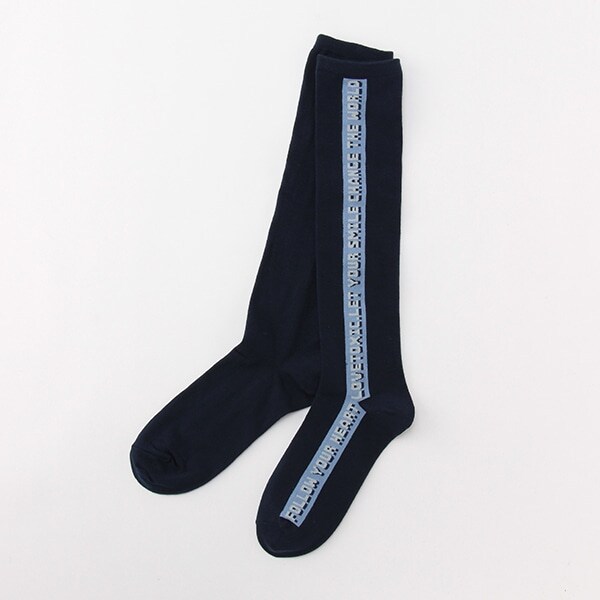 縦ロゴラインハイソックス