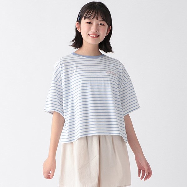 ボーダー短丈半T