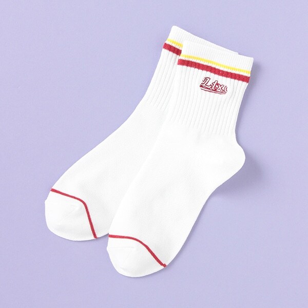 2ライン刺しゅうクルーソックス