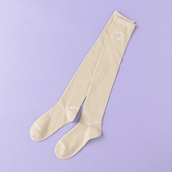 ワンポイント刺しゅうニーハイソックス