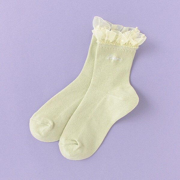 シフォンフリルクルーソックス