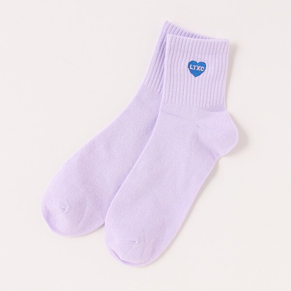 ハート刺しゅうクルーソックス