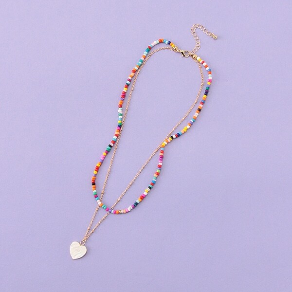 マルチカラービーズネックレス