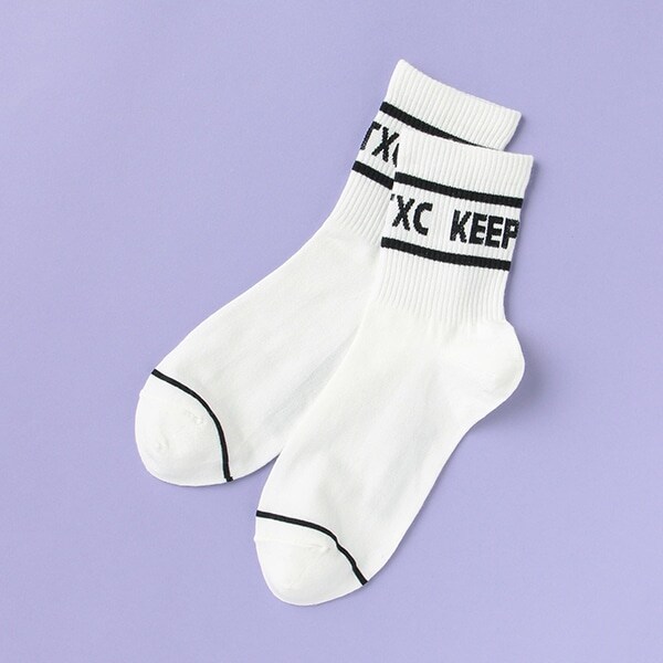 ラインロゴリブクルーソックス