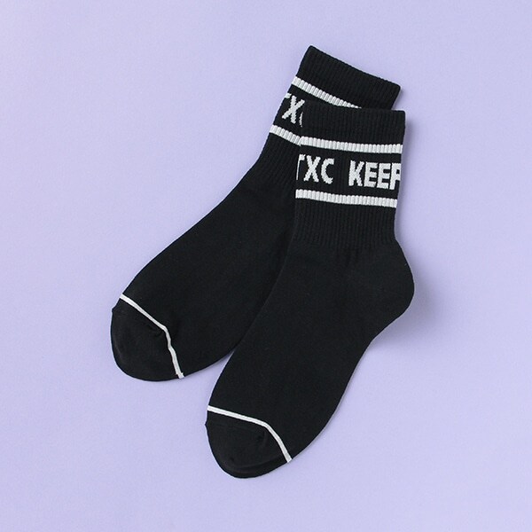 ラインロゴリブクルーソックス