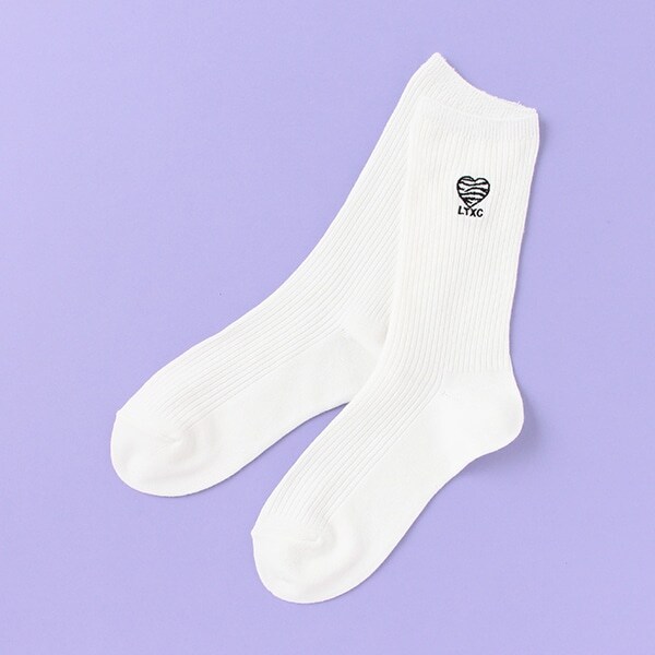 リブ刺しゅうクルーソックス
