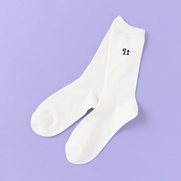 リブ刺しゅうクルーソックス
