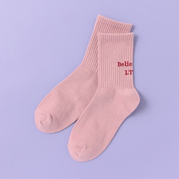 バックロゴリブクルーソックス