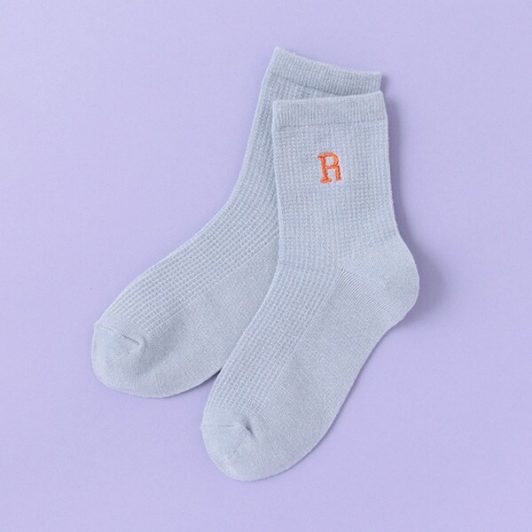 イニシャルワッフル風クルーソックス