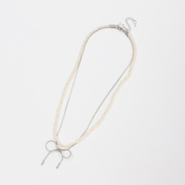 パールつきリボンネックレスSET