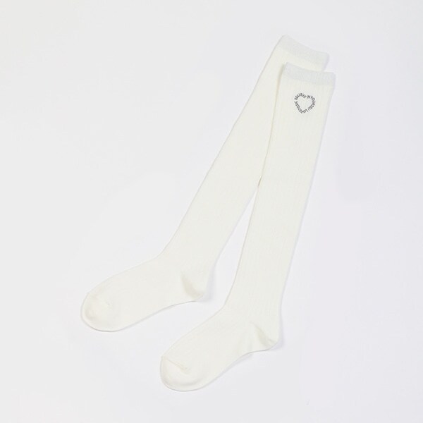 ロゴハート刺しゅうニーハイソックス
