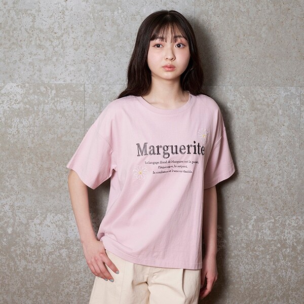 【コットン100%】マーガレット刺しゅう990半T
