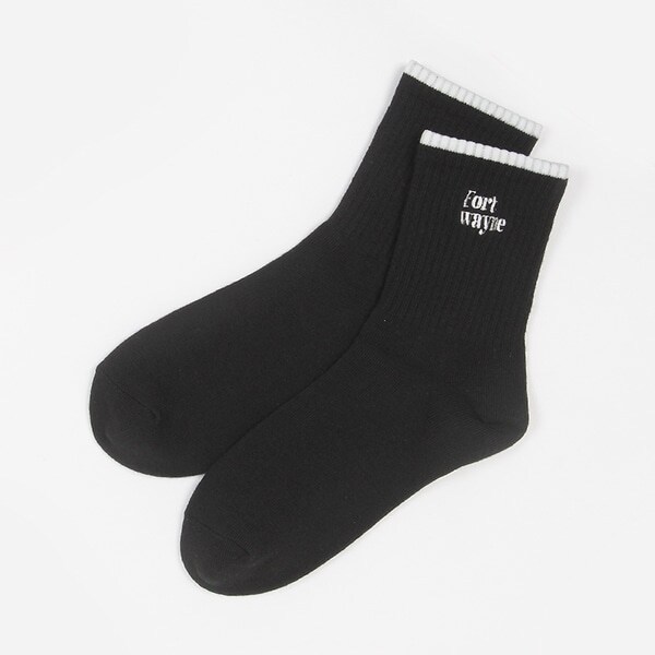 刺しゅうリブクルーソックス