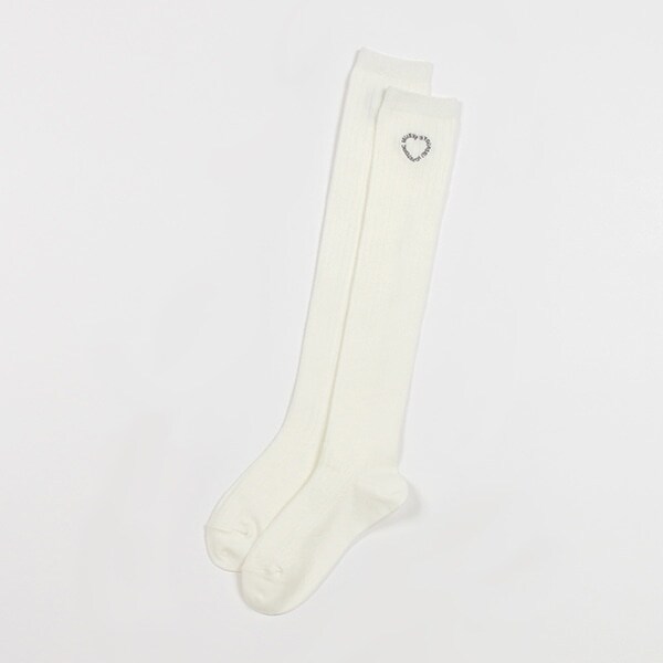 ロゴハート刺しゅうニーハイソックス