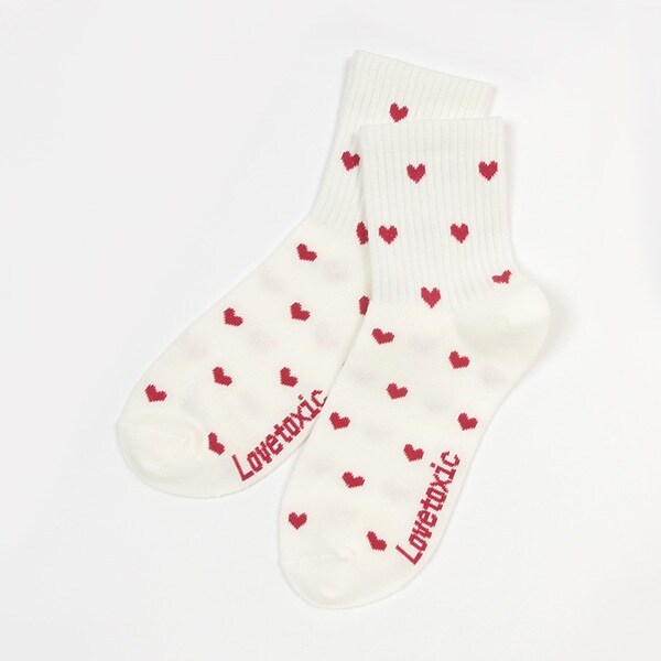 ハート柄クルーソックス