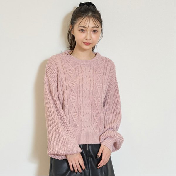 【GOODPRICE】ケーブルニットプルオーバー