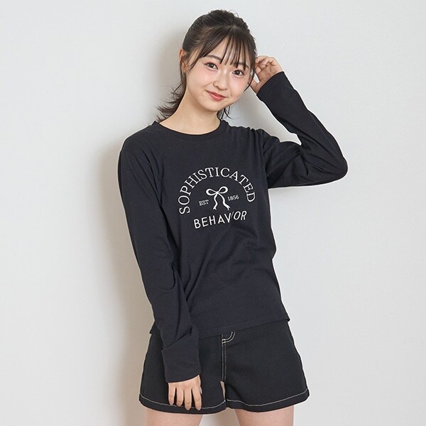 【GOODPRICE】リボン刺しゅう長袖Tシャツ