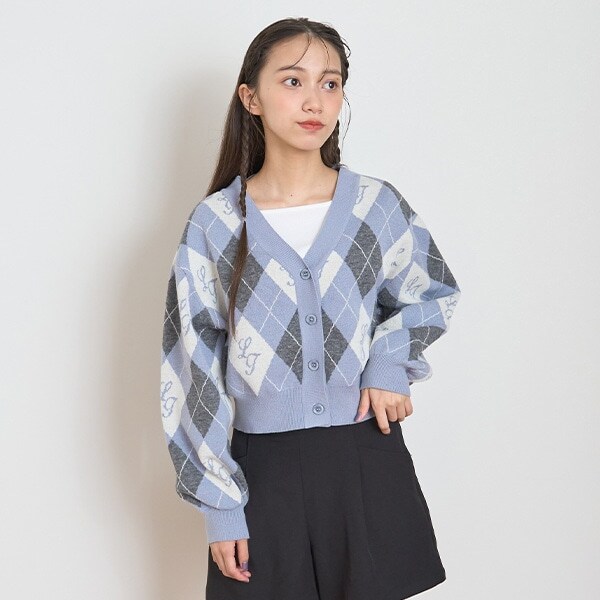 【洗える】アーガイルカーディガンインナーセット