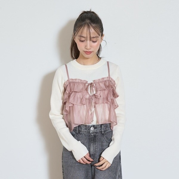 キャミつきリブニットセット