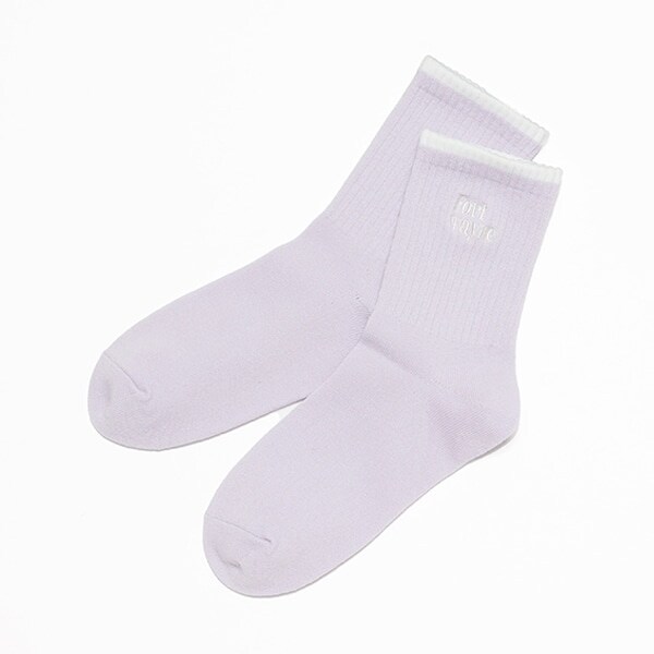 刺繍リブクルーソックス