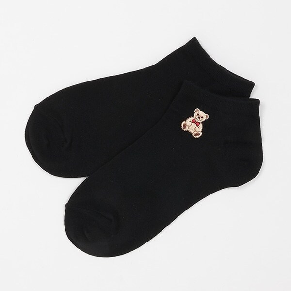 ワンポ刺しゅうスニーカー丈ソックス