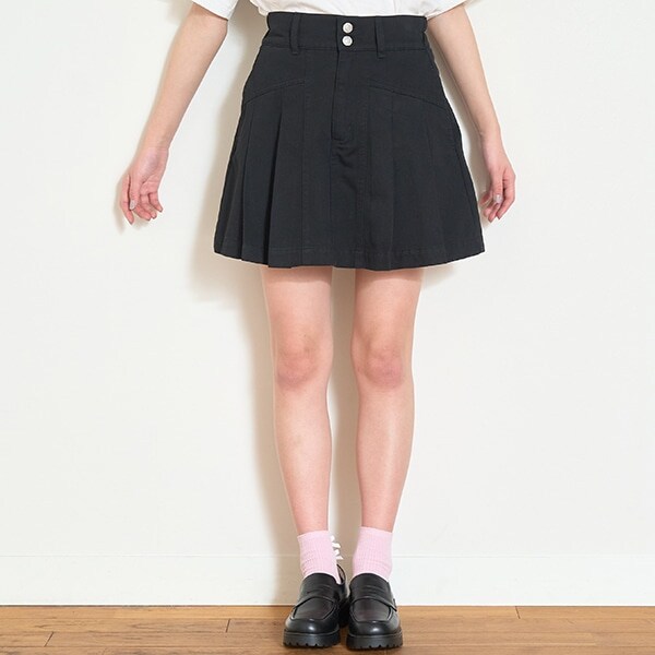 美脚見えデニムプリーツスカート
