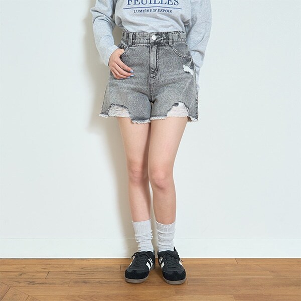 【LTXC】ダメージデニムショートパンツ