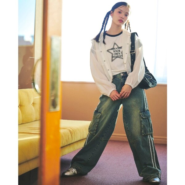 【LTXC】ライトデニムラインカーゴパンツ