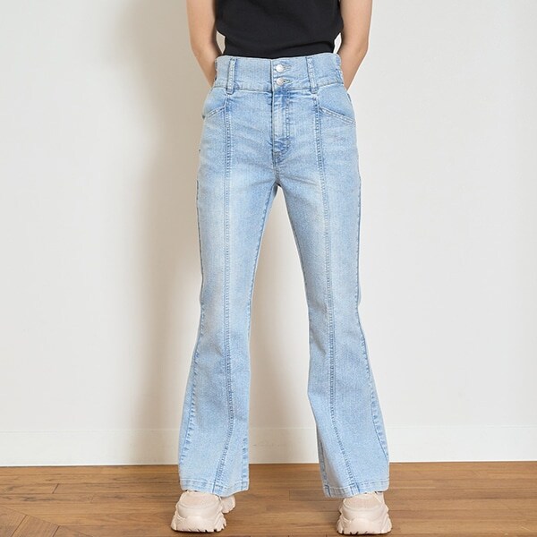 【接触冷感/ひんやり】スタイルアップフレアデニム