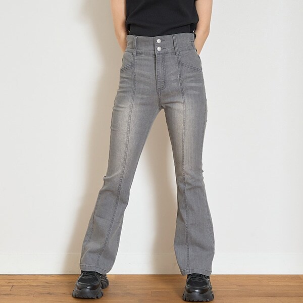 【接触冷感/ひんやり】スタイルアップフレアデニム