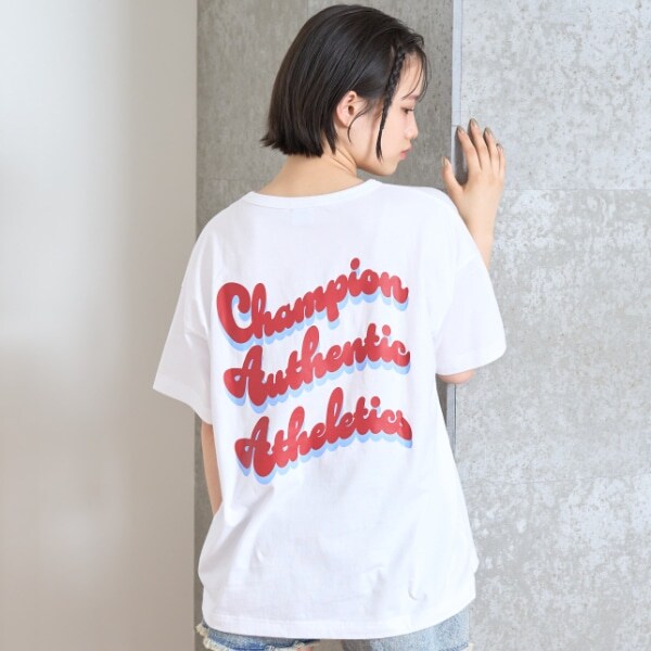 【Champion】【綿100％】バックプリントBIG半袖Tシャツ