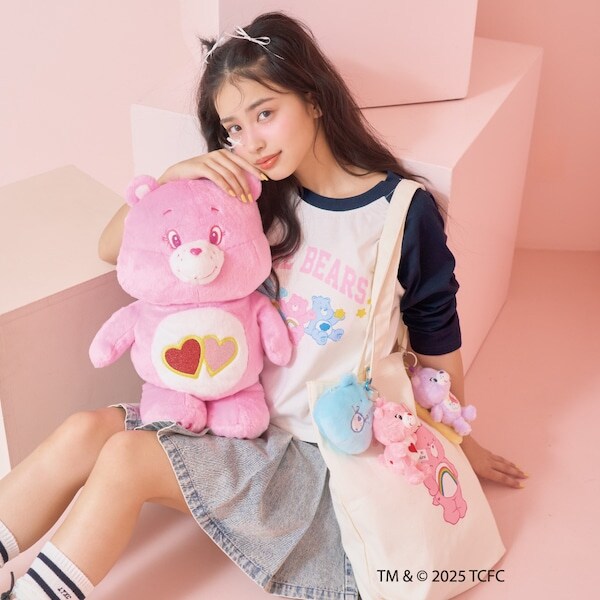 【ケアベア】【綿100％】ラグランクロップド長袖Tシャツ