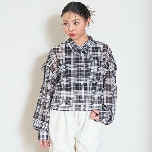 チェックシアーシャツ