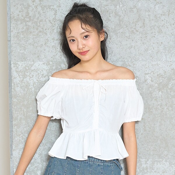 ドロストオフショルブラウス