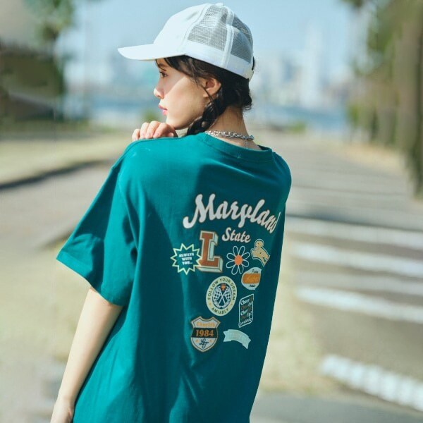 【接触冷感/ひんやり】【GOODPRICE】【綿100％】バックワッペンワンピ